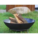 Köhko Feuerschale Marbela-XL ca. 55x55x23 cm aus Stahl mit 3 Füße für Grillabend, Gartefeuer, Bbq, Camping wonderbarer Abend am Strand, Garten, Hof, Terrase Gillabend