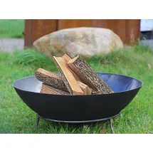 Köhko Feuerschale Marbela-XL ca. 55x55x23 cm aus Stahl mit 3 Füße für Grillabend, Gartefeuer, Bbq, Camping wonderbarer Abend am Strand, Garten, Hof, Terrase Gillabend