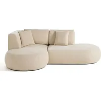 Lisa Design Santorini - 4-Sitzer Modulares Ecksofa links - aus strukturiertem Samt , Beige - Beige