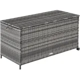 Tectake tectake® Auflagenbox, Kuusamo Aluminiumgestell und Rattangeflecht, komfortable Hubautomatik, 117 x 54 x 64 cm, - Grau
