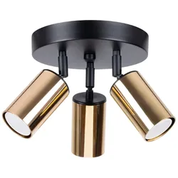 SOLLUX LIGHTING Deckenleuchte "Plafond WINX 3P schwarz/gold", schwarz (schwarzes gold), H: 20cm, Lampen, einstellbarer Lichtstrahl