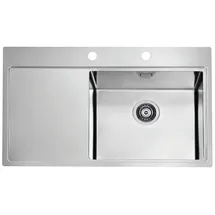 ALVEUS Spüle PURE 50 Becken rechts mit Flachrand und Drehexcenterbedienung / Edelstahlspüle / Flächenbündig - Silber