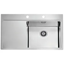 ALVEUS Spüle PURE 50 Becken rechts mit Flachrand und Drehexcenterbedienung / Edelstahlspüle / Flächenbündig - Silber