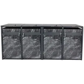 Mendler Mülltonnenbox HWC-J82 4 x 240 l metall