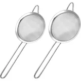 2 Pack Küchensieb Set, kleine Edelstahlsiebe mit Griffen, Edelstahl Mehlsieb für Backen,Kochen,Mehl,Eiweißtrennung,Saft usw die Küche, Passieren von Cocktail, Sieben von Mehl, Puderzucker