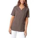 CLINIC DRESS Schlupfkasack Damen Kasack für die Pflege 1/2 Arm Regular Fit Länge ca. 70 cm 50% Baumwolle 95 Grad Wäsche deep Taupe L - L