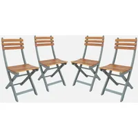 Sweeek 4er-Set zusammenklappbare Gartenstühle aus khakifarbenem Akazienholz, 40 x
