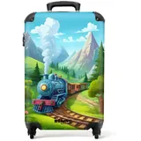 NoBoringSuitcases.com© Kinderkoffer Zug - Blumen - Kinder - Natur 55x35x20cm, 4 Rollen, Kinder Koffer Klein, Trolley Handgepäck blau|bunt|grün 35 cm x 55 cm x 20 cm