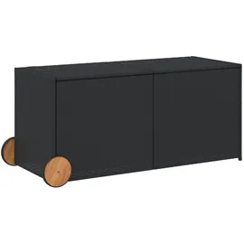 vidaXL Gartentruhe mit Rollen Schwarz 283L Poly Rattan
