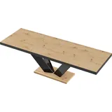 Design Esstisch Tisch HEU-111 Eiche Artisan - Schwarz Hochglanz ausziehbar 160 bis 256 cm - Naturbelassen