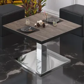GGM Möbel Bistro Loungetisch 60 x 60 x 41 cm Light Wenge/Edelstahl