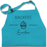 Kinderschürze Schürze Kinder Jungen Mädchen - Backschürze - Backfee mit Name - 7-14 Jahre - Türkis - kinderbackschürzen gift baking backen küchenschürze kinder-schürze back schurze - 7-13 Jahre