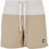 URBAN CLASSICS Badeshorts Block Swim Short unionbeige/softseagrass 5XL