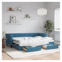 VidaXL Tagesbett Ausziehbar mit Schubladen Blau 80x200 cm Samt