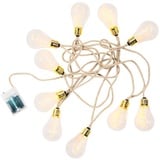 Butlers BULB Lights- LED-Lichterkette 10 Lichter mit Naturseil & USB-Batteriefach