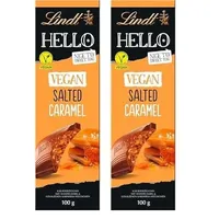 Lindt Schokolade HELLO Tafel Vegan Salted Caramel | 100 g Tafel | Vegan mit Kakao, Mandelmark, Karamellzucker und einem Hauch von Salz | Schokoladengeschenk (Packung mit 2)