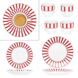 Mambocat Split Kaffeeservice 18-tlg. rot gestreift