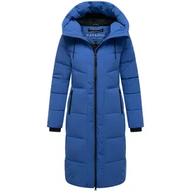 Navahoo Damen Wintermantel warmer Steppmantel mit 2-Wege Reißverschluss, wasserdichten Reißverschlüssen und verstellbarer Kapuze Schokokuss XIV Galaxy Blue Gr. 5XL - 5XL