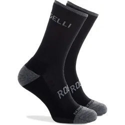 Radsport Winter Lange Fahrradsocken Merinowolle Schwarz schwarz L