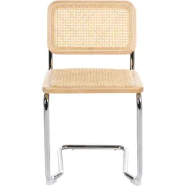 Beliani Esszimmerstuhl Cordova Rattan Hellbraun 2er Set