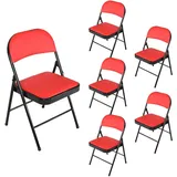 Hti-Living Klappstuhl Kunstleder rot 6er Set