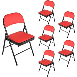 Hti-Living Klappstuhl Kunstleder rot 6er Set