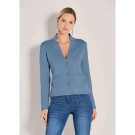 Madeleine Strickjacke Eleganter Blazer mit feinem Glattstrick Blau 38