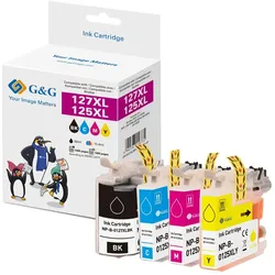 4 G&G XXL-Druckerpatronen ersetzen Brother LC-127XLVALBP