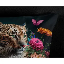 Muller Textil Borra Blumen Schwarz/Rosa 135 x 200 cm + 2 x 80 x 80 cm