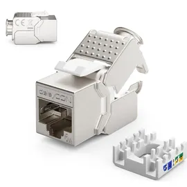 deleyCON 24 Port Patchpanel Set Patchfeld Modular 1 HE 19" Zoll Rackeinbau + 24x RJ45 Keystone Module CAT6a Kompatibel mit CAT5 CAT6 CAT7 LAN Netzw...