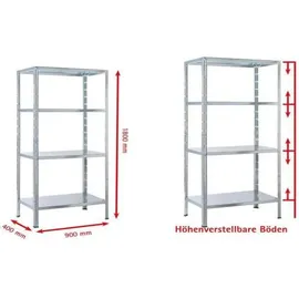 SCHULTE Regalwelt Steckregal Metall 180x90x40 cm silber