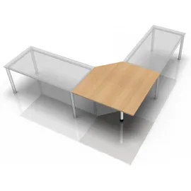 hjh OFFICE PRO Trapezplatte 120 x 120 cm Eiche/weiß