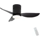 Groß Deckenventilator Mit Beleuchtung Und Fernbedienung Leise, Modern 3 Farbe LED Reversibel Deckenlampe Ventilator Smart Wohnzimmer Timer Lampe Mit Deckenventilator Für Schlafzimmer-90cm