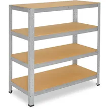 shelfplaza HOME 100x30x50 cm Schwerlastregal in verzinkt mit 4 Böden und 175 kg Traglast pro Boden