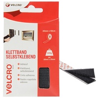 VELCRO Brand Klettband Selbstklebend, 20 mm x 50 cm Rolle - Schwarz