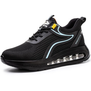 Atmungsaktive Sicherheitsschuhe Herren Sicherheitsschuhe Arbeitsschuhe Herren Fashion s3 Leicht Sportlich Schwarz und Blau rutschfest Atmungsaktiv 36 Schwarz Blau - 36 EU