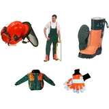 5er Schnittschutz Set Schnittschutzhose Pilotenjacke, Oregon Forsthelm - Einheitsgröße