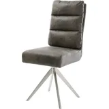 DeLife Polsterstuhl Pela-Flex, Kreuzgestell kantig Edelstahl Mikrofaser Grau Antik Taschenfederkern grau 46 cm x 103 cm x 62 cm