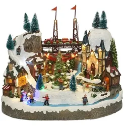 LED Winterszene Karussell mit beweglichen Teilen