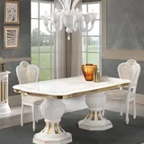 Casa Padrino Luxus Barock Esstisch Weiß / Gold 185-230 cm - Italy - Weiß/Gold