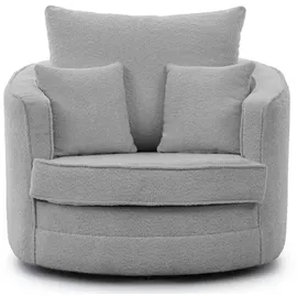 S-Style Drehsessel Ted Bouclé 107 x 94 x 0 cm Grau drehbar mit Kissen