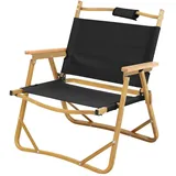 Jawinio Outdoor Campingstuhl Holz faltbar mit Armlehnen Faltstuhl Schwarz
