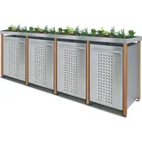 Mülltonnenverkleidung Typ-LW, 2x 240l + 2x 120l, Türfarbe Edelstahl