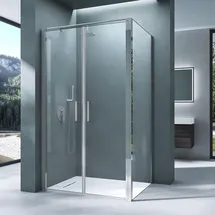 mai & mai Eckdusche mit Drehtür rechts 90 x 195 cm 8mm ESG-Sicherheitsglas silber Rav66K