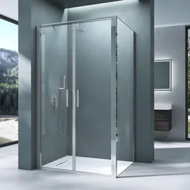 mai & mai Eckdusche mit Drehtür rechts 90 x 195 cm 8mm ESG-Sicherheitsglas silber Rav66K