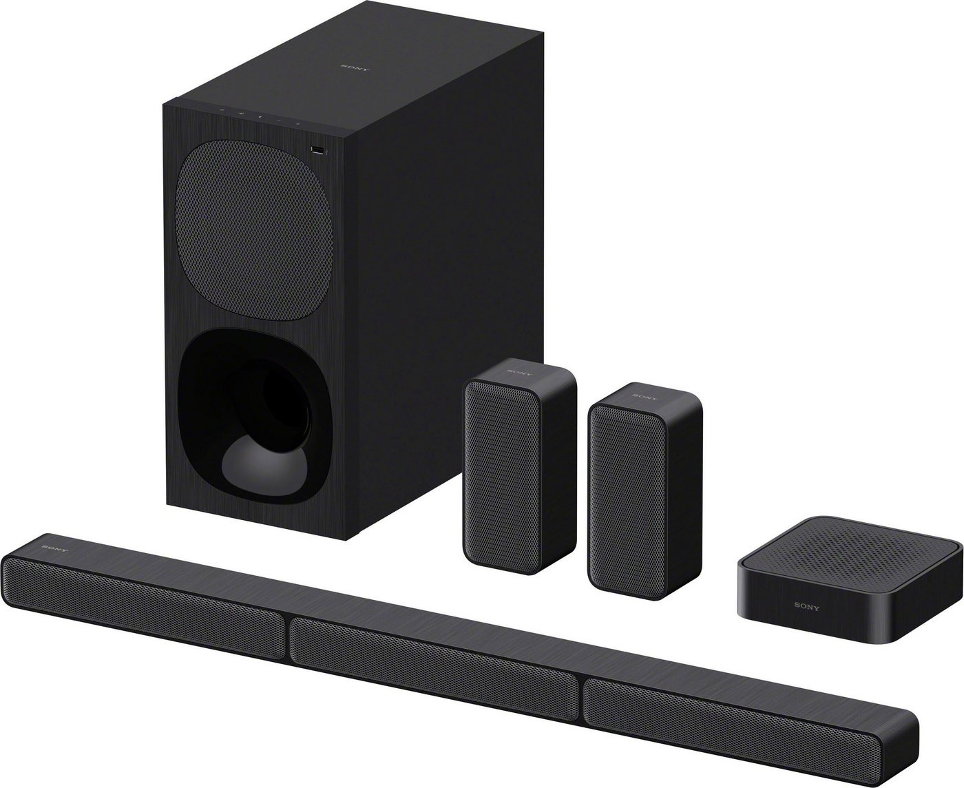 Sony HT-S40R Kanal- 5.1 Soundbar (Bluetooth, 600 W, inkl. kabelgebundenem Subwoofer, kabellosen Rear-Lautsprechern) schwarz