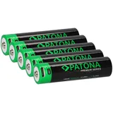 PATONA 5x PATONA Premium 18650 Zelle Li-Ion Akku + USB-C Input 3,7V 3300mAh