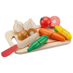 New Classic Toys® Spielzeug-Polizei Einsatzset Gemüse schneiden Holzspielzeug Mit Holzbrett Kinderküchen-Zubehör