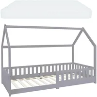 ML-Design Hausbett ML-Design 90 x 200 cm Kiefer grau
