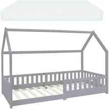 ML-Design Hausbett ML-Design 90 x 200 cm Kiefer grau